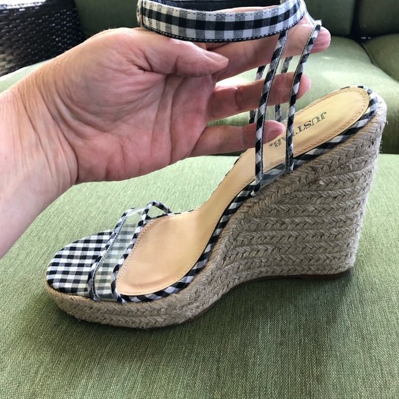 NWOT Just Fab "Looks to Thrill" Jute Wedge Sandal w/ Ankle strap 9M - Picture 2 of 12